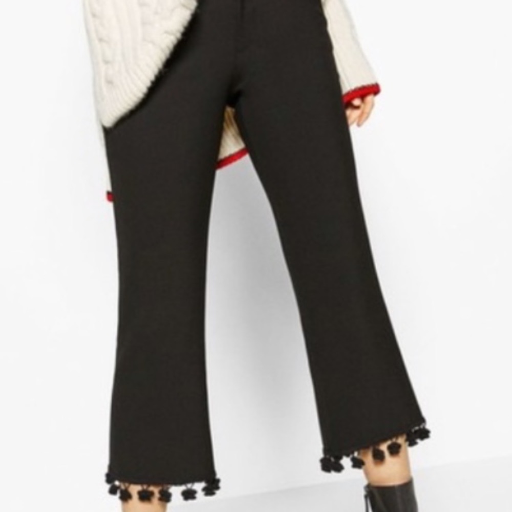 Zara Pom Pom black ankle pants